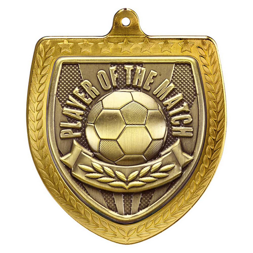 Cobra Shield Football Medal | Player of the Match | 75mm | Gold