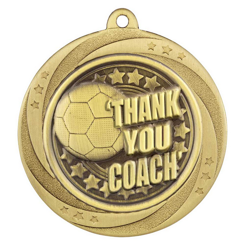 Superstar Football Medal | Thank you Coach | 60mm | Gold