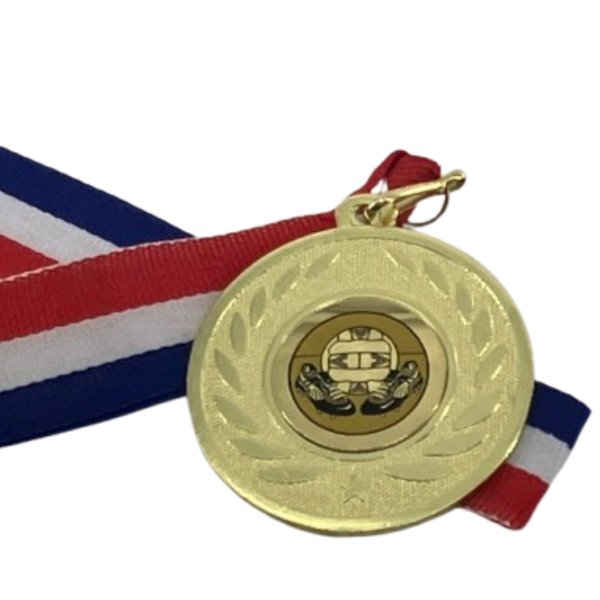 Football Medal with Red, White & Blue neck ribbon | 50mm Medal | 800mm Ribbon with clasp