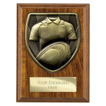 Cobra Plaque Rugby Shirt & Ball Trophy | Walnut | 125mm