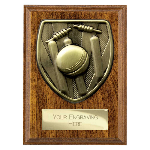 Cobra Plaque Cricket Trophy | Walnut | 125mm