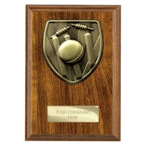 Cobra Plaque Cricket Trophy | Walnut | 150mm