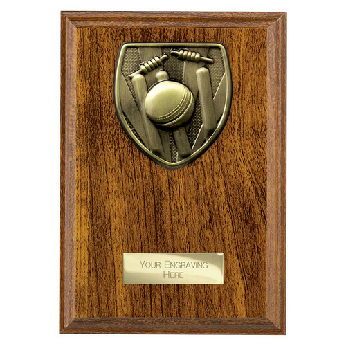 Cobra Plaque Cricket Trophy | Walnut | 175mm