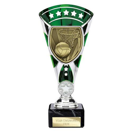 Cobra Star Netball Trophy | Green & Silver | 210mm