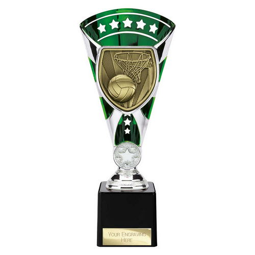 Cobra Star Netball Trophy | Green & Silver | 230mm