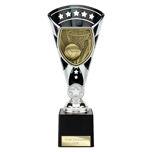 Cobra Star Netball Trophy | Black & Silver | 230mm