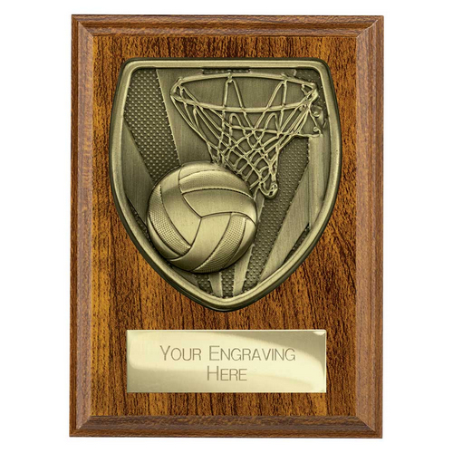 Cobra Plaque Netball Trophy | Walnut | 125mm