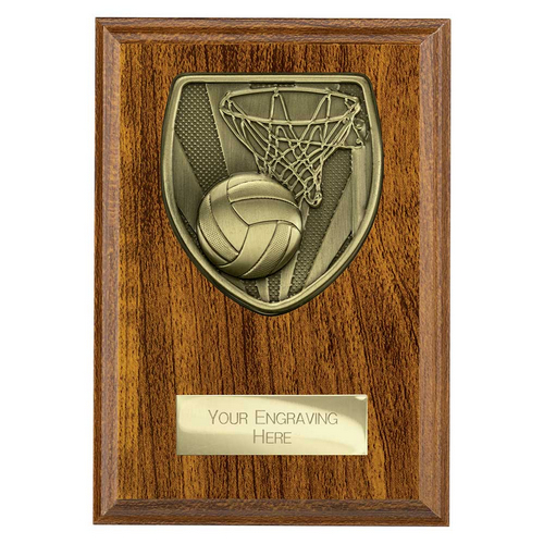 Cobra Plaque Netball Trophy | Walnut | 150mm