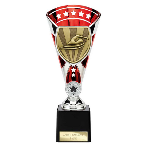 Cobra Star Swimming Trophy | Red & Silver | 230mm