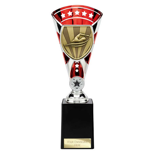 Cobra Star Swimming Trophy | Red & Silver | 255mm