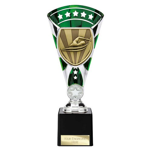 Cobra Star Swimming Trophy | Green & Silver | 230mm