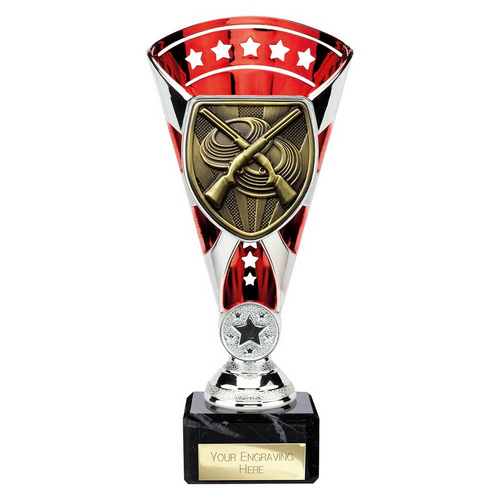 Cobra Star Clay Pigeon Shooting Trophy | Red & Silver | 210mm