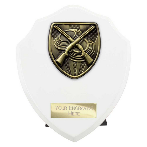 Cobra Shield Clay Pigeon Shooting Trophy | White | 150mm