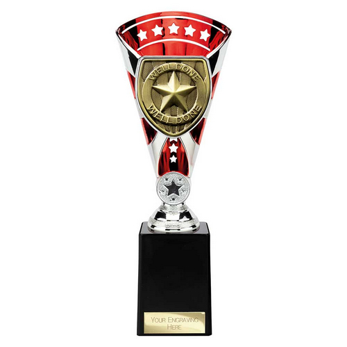 Cobra Star Well Done Trophy | Red & Silver | 255mm