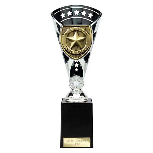 Cobra Star Well Done Trophy | Black & Silver | 255mm