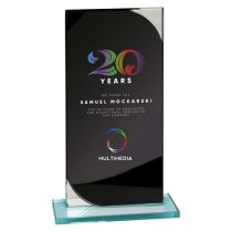 Seismic Mirror Glass Trophy | Black & Silver | 190mm