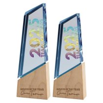 Mountain Peak Glass Trophy | Beechwood | 220mm